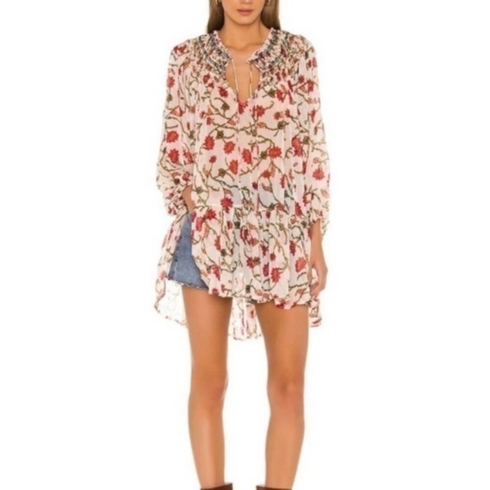 Free People keeping up with Kara sheer oversized tunic‎ dress small